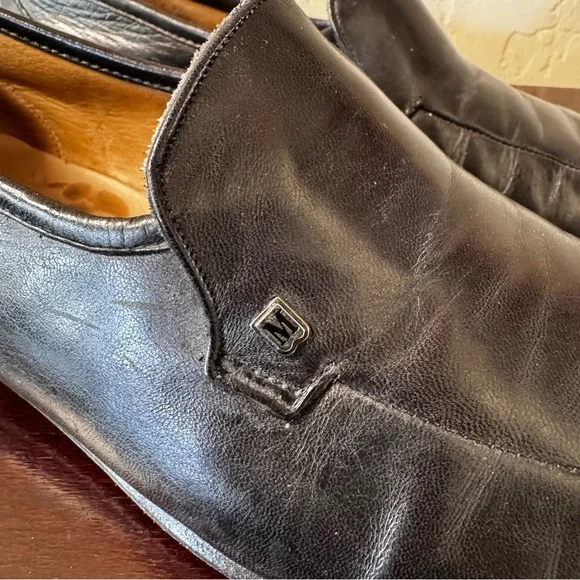 Bruno Magli Darcy Loafers Black Leather Hand Made in Italy